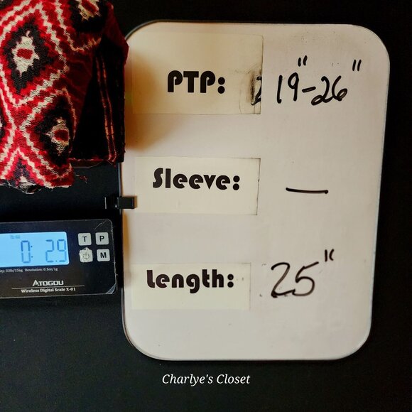 Chicos Red/Black Geo-Tribal Print Sleeveless‎ Stretch Tiered Shell Tank Sz 1 - Picture 6 of 9